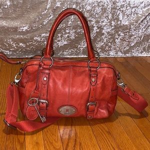 Fossil Genuine Leather Red Handbag/Crossbody